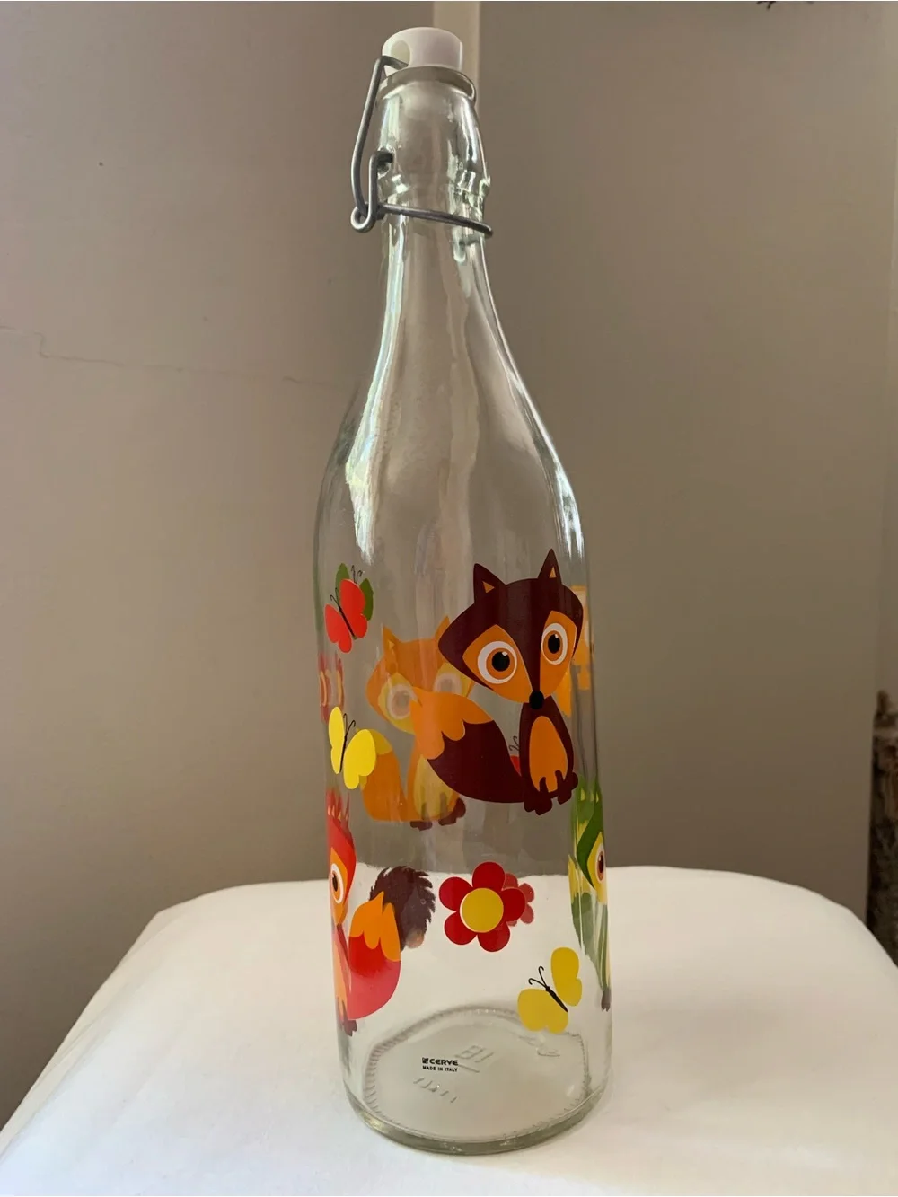 🦊Cerve Italy Glass Bottle Swing Top Woodland Creatures Fox Squirrel Retro Decor - Picture 2 of 11